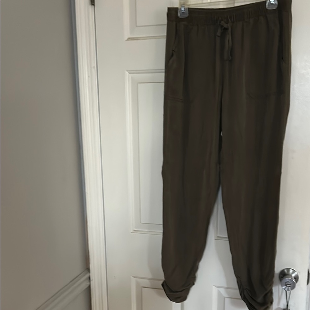 Womens Casual Drawstring Pants - Olive  Green